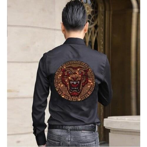 Men Shirt Diamond stone 2021 long Sleeve Stylish Brand Shirt Men M-4XL