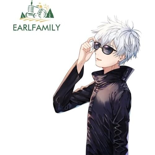 EARLFAMILY 13cm x 8.4cm For Jujutsu Kaisen Gojo Satoru Funny Car Stickers Waterproof Decal Car Assessoires Graffiti Sticker