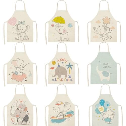 FYMX Funny Baby Elephant Sleeveless Apron Happy Baby Elephant Playful Apron Adult Children Parent-child Home