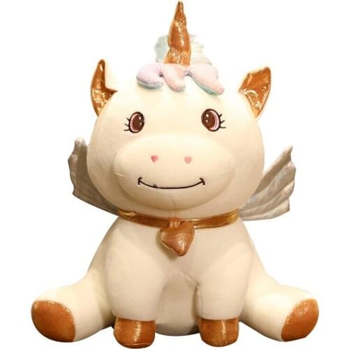 Hot Huggable Kawaii Dazzling Plush Unicorn Dolls Pillow Stuffed Colorful Angel Toy Animal Flying Horse Toys for Children Gifts