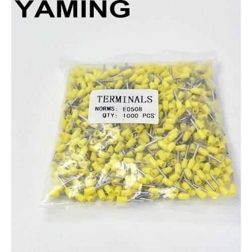0.5mm2 E0508 Cable Wire 8mm Tube insulating terminals Connector Insulating Crimp Insulated Terminal 1000PCS/Pack