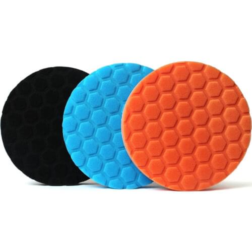 3pcs 7 Inch 180mm Buffing Sponge Polishing Disc Hexagonal Design Foam Abrasive Pad For Car Polisher Sanding Buffing Waxing