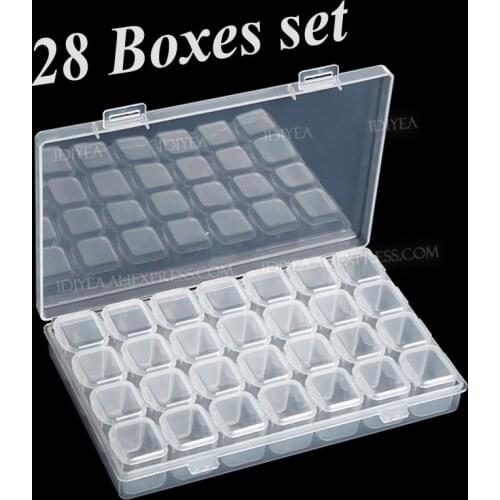 28 slots boxes set organizer storage containers case for DIY Nail art rhinestone Jewelry beads manicure accessory display tools