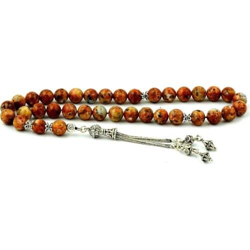 Red Jasper Stone Rosary with 925 Sterling Silver Tassel