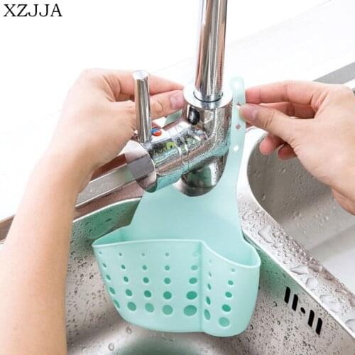 XZJJA Kitchen Sponge Soap Storage Holder Plastic Sink Hanging Drain Basket Storage Rack Kitchen Gadget Organizer Shelf Strainer