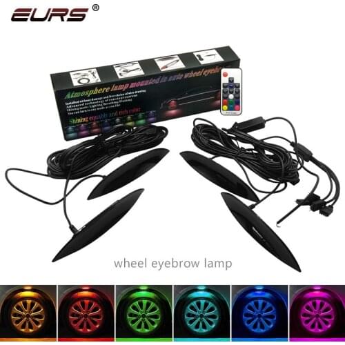 EURS APP Control Car RGB LED Wheel Eyebrow Neon Lights Fender Under Side Lamp 3 Modes Flash Strobe Breath Decorative Atmosphere
