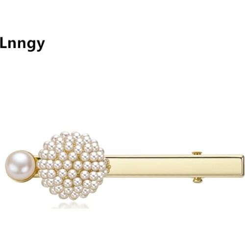 Lnngy 14K Gold Filled Pearls Hair Clips 7.5-8mm Freshwater Pearl Hairpin Claw Elegant Pearls Gifts Hair Clips Women Jewelry Gift