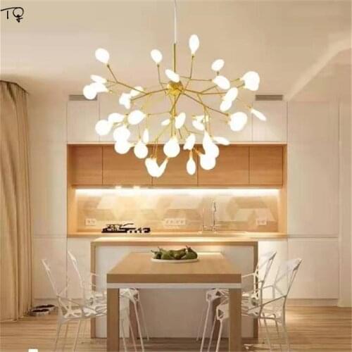 Nordic Design Modern Firefly Chandelier Lighting Led Tree Branch Hanging Lamp Creative Living Room Bedroom Dining Room Luminaire