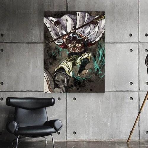 Prints Painting Fight Strong Man Modular Pictures Canvas Wall Art Anime Japan Cool Home Decor Modern Bedside Background Poster