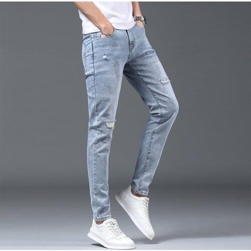 Spring Autumn 2021 Mens Smart Elastic Jeans Business Fashion Straight Regular Stretch Denim Trousers Men Jeans Plus Size 27-38