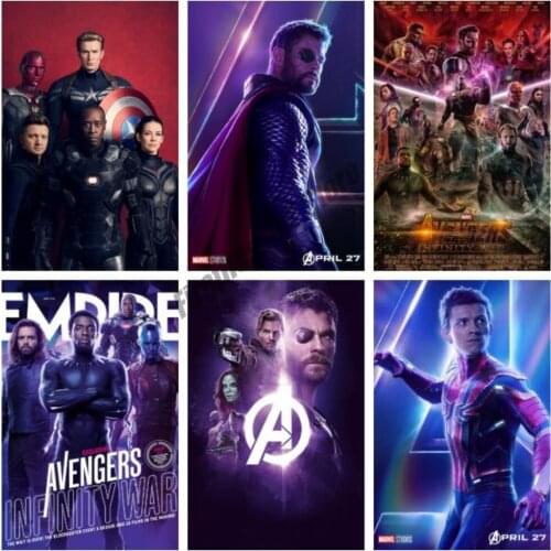 Marvel Movie Diamond Painting Cross Stitch Kits Avengers 3 Infinity War 4 Embroidery Full Square Diamond Mosaic Home Decor Gift