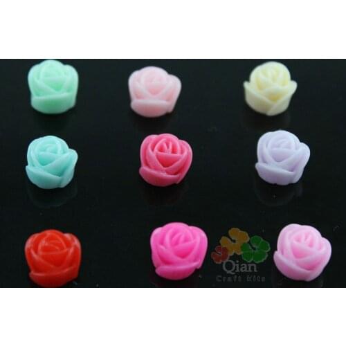 Set of 150pcs Resin Rose rosette Cabochons Flat Back Resin Flowers Cabochon for Bobby Pins, Flower Rings, Pendants 9mm