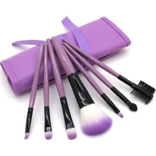 7pcs/set Makeup Brushes Set Kit + Bag Case Blush Eyeshadow Lip Brush Powder Foundation Blending Cosmetic Beauty Tools
