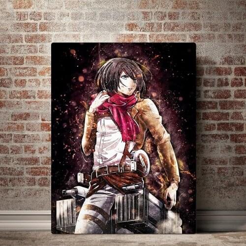 Wall Art Attack on Titan Pictures HD Prints Mikasa Ackerman Poster Home Decor Canvas Paintings Modular Framework For Living Room