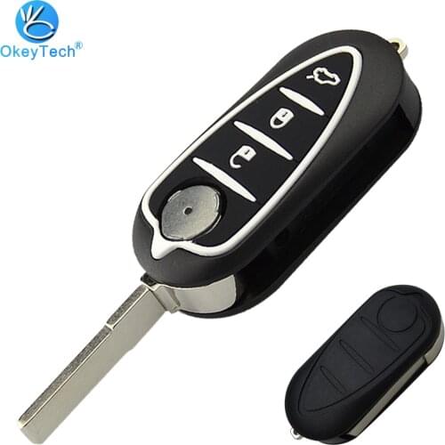 OkeyTech for Alfa Romeo 159 147 156 164 166 jtd Giulietta Gt Brera TS GT Key Shell Case Fob 3 Button Flip Folding & Silicone