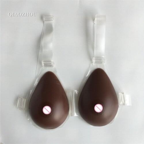 600g realistic silicone breast forms 34/36 b cup size false boobs with bra straps for cosplay transsexuel
