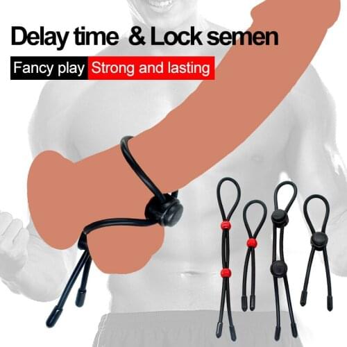 Adjustable Penis Ring Rope Cock Erection Delay Ejaculation Penis Enlargement Adult Sex Toys for Men Scrotum Binding Stretcher
