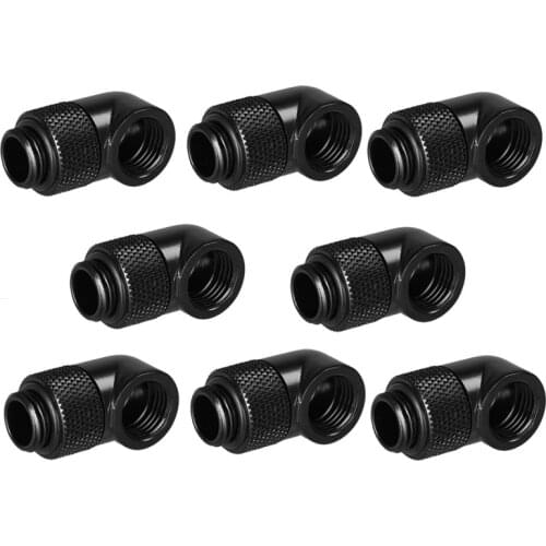 G1/4'' PC Water Cooling Connector,90 Degree Rotating Fittings Female To Male F-M Hard Tube Pipe Fitting Black/Silver 2/4/6/8PCS