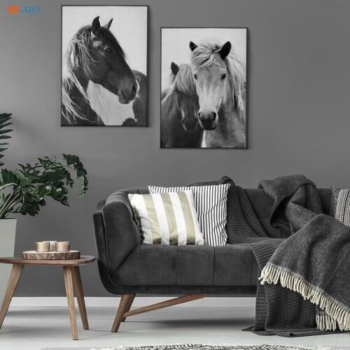 Modern Black and White Posters and Prints Horse Wall Art Canvas Painting Wall Pictures for Living Room Nordic Decoration Home