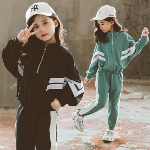 Kids Sport Clothes Sportswear Childrens Clothes For Girls Striped Coat + Pants Girl Clothing 3-12yrs Teenage Childrens Costume