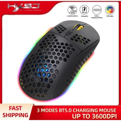 T90 Three-mode wireless bluetooth mouse 6D ergonomic design RGB light, built-in 750mAh rechargeable battery, maximum 3600dpi