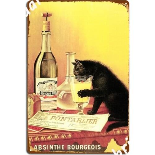 Vintage Black Cat Absinthe Poster Metal Sign Plates Design Pub Club Bar Tin Sign Posters