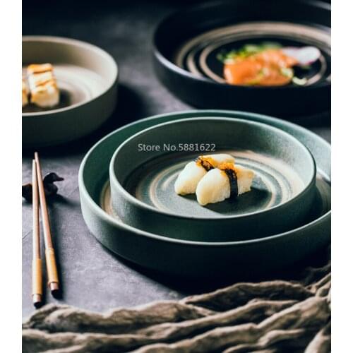 Japanese Dinner Plate Creative Ceramic Plate High-end Japanese Style Tableware Set Deep Plate Flat Plate Large Flat Plate Dish
