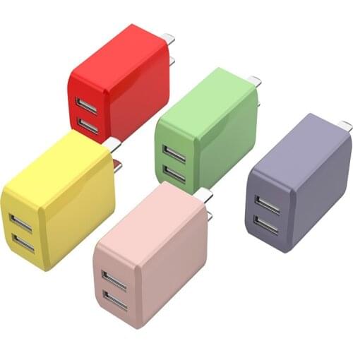Macaron USB Mobile Phone Charger 5V 2A Dual Ports Fast Charge USB Adapter Wall Charger for IPhone X 8 Plus Android Smart Phones