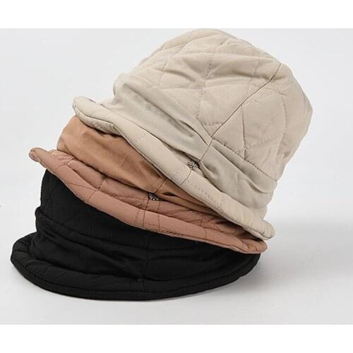 Casual Hot Selling Hats For Women Autumn Winter Bucket Hat Portable Foldable Polyester Solid Color Windproof Adult Cap Female