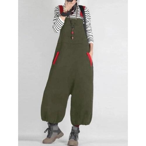 Women Plus Size Casual Wide Leg Lartern Playsuit Jumpsuits Girl Baggy Hip Hop Oversized Romper Patchwork Overall Work Suit S-5XL