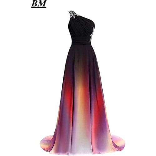 2020 Sexy Prom Dresses A-line Gradient Chiffon Long Formal Evening Dress Plus Size Ombre Party Gown Vestido De Formatura BM224