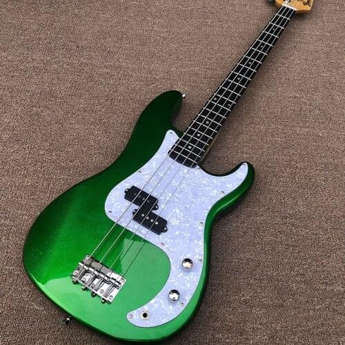 2020 High quality 4 string electric bass guitar, Metallic green paint,Rose fingerboard bass guitar free shipping
