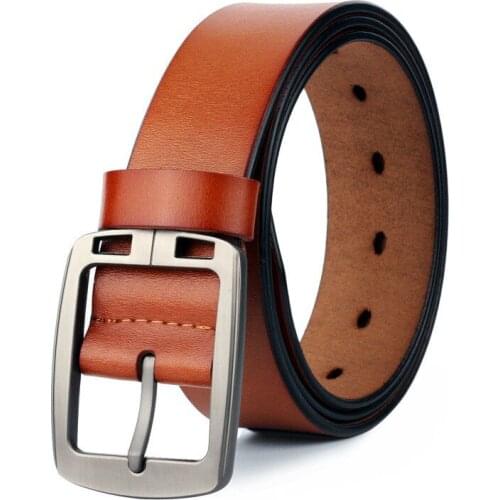 2021 new 110-125cm high quality leather mens fashion classic retro business casual pin buckle belt