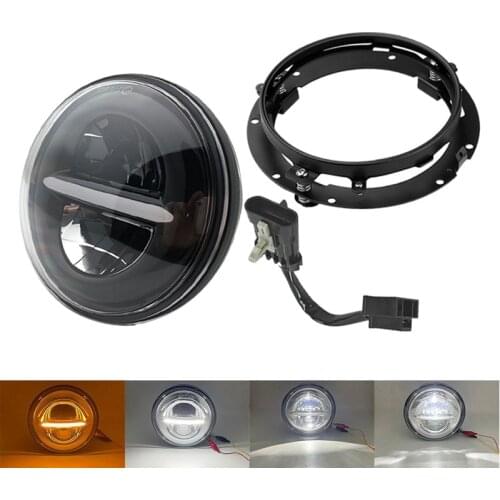 7 inch LED Headlight DRL 4.5 Halo Fog Lights,Adapter Ring for Harley Ultra Classic Electra Street Glide Fatboy Heritage Softail