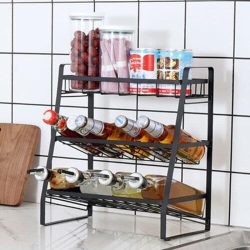 ABZS Spice Rack Three-Layer Seasoning Rack Kitchenware Holder Table Top Organizer Iron Kitchen Supplies Detachable