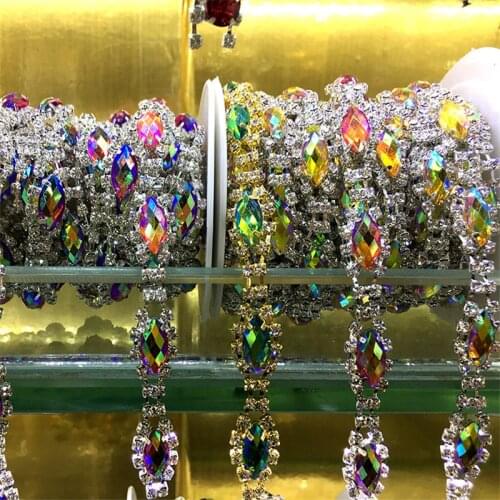 The Wedding Dress AB Acrylic Marquise Charms Horse Eye Shape Rhinestone Cup Chain Fancy Claw Chain All-match DIY Accessories