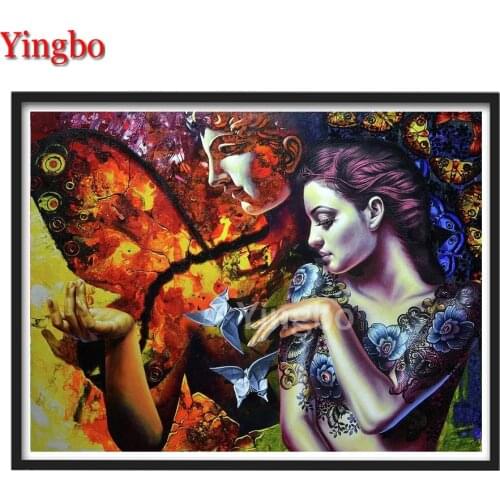 5D DIY Full Diamond Embroidery Butterfly Fairy Tattoo Girl Mosaic Painting Cross Stitch Handmade Special Gift Needlework
