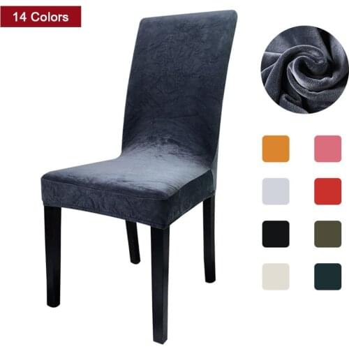 Meijuner Chair Cover Velvet Stretch Dining Slipcovers Solid Color Spandex Plush Chair Covers Protector For Home Dining Room Y383