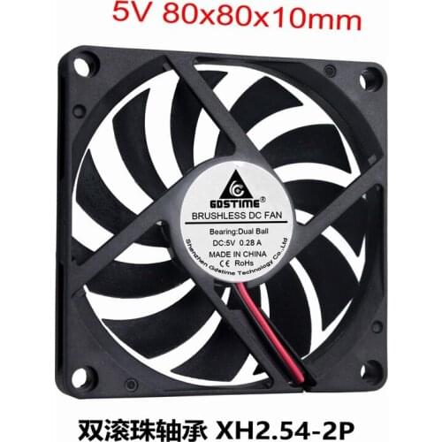 DC 5V 12V 24V 2pin 8010 8cm 80mm 80*80*10 dual ball bearing silent Brushless Cooling Fan