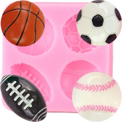 Baseball Basketball Rugby Volleyball Silicone Mold Cupcake Topper Fondant Cake Decorating Tools Chocolate Gumpaste Candy Molds
