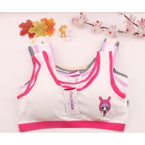 Primary and middle school students girls cartoon printed bra with cushion tube top