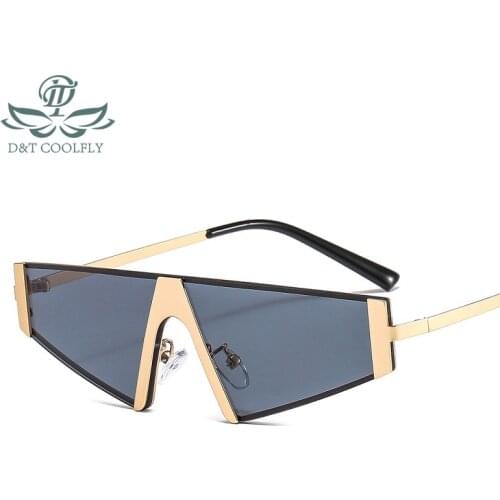 D&T New Fashion Triangle Sunglasses Women Men Shield PC Color Lens Alloy Metal Frame Luxury Brand Designer Elegant Sun Glasses