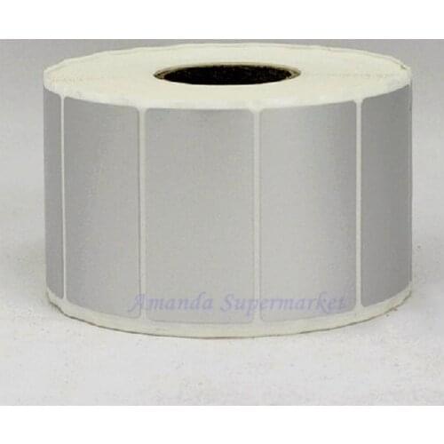 Sticker label 45*15 mm 1500pcs/Roll Thermal Transfer Silver PET Label Waterproof Tearproof Oilproof Barcode Label