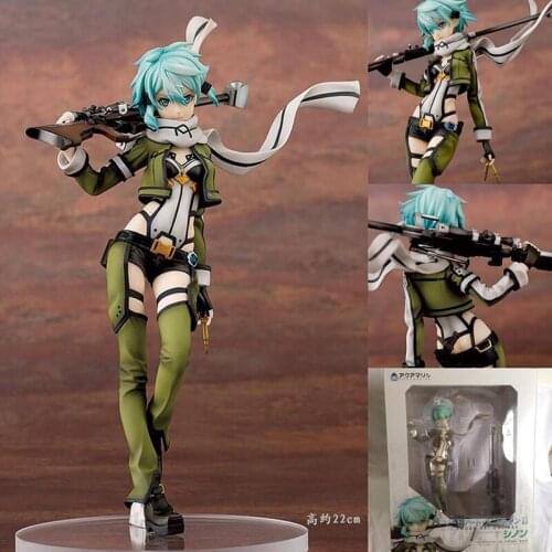 Sword Art Online Figure AquaMarine Sinon 3 Generations Model Lovely Action Figurine Japan Anime Collectible Model Kids Toys 22cm