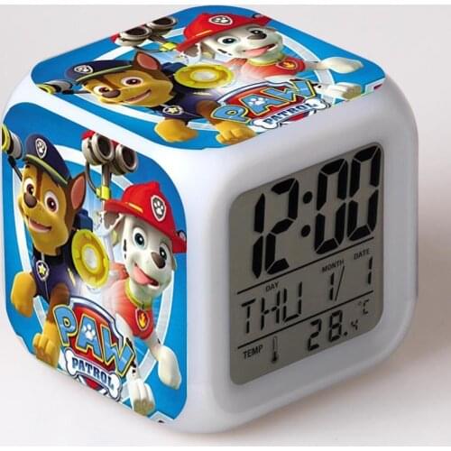 Paw Patrol Chase Skye Marshall Everest figure Luminous LED Flash Alarm Clock Light With Action Toy for Kids child Birth Gift
