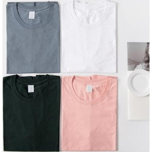 S-4XL 100%Cotton T-shirt Summer Casual Loose Baisic Tshirt Women Short Sleeve Bottom Solid Cotton T-shirts Couple Tops