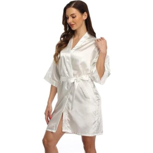 Summer Champagne Chinese Bride Wedding Robe Satin Sleepwear Women Nightgown Sexy Nightdress Lady Kimono Bathrobe Gown Negligee