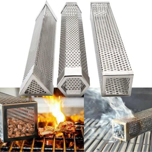 Smoker Wood Pellet BBQ Grill Hot Cold Smoke Generator Smoking Mesh Tube Outdoor Cooking Barbecue YS-BUY