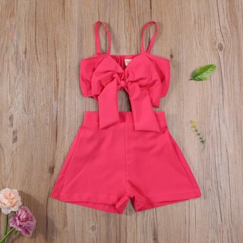 Toddler Girls 2PCS Summer Outfits, Fashion Sling Sleeveless Bow Front Tank Tops + Elastic Waist Shorts Set 2021