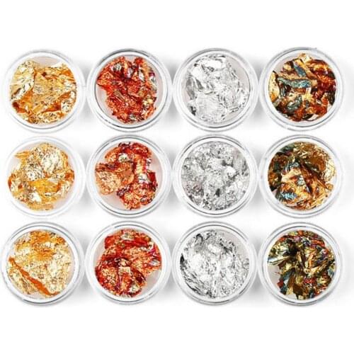 70% Hot Sale Nail Art Colorful Glitter Aluminum Foils 3D Flake Sticker UV Gel Polish Full Cover Laser DIY Nail Decoration Tools